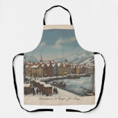 Bergen, Norway Christmas Apron Schort (Voorkant)