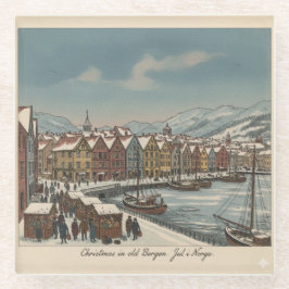 Bergen, Norway Christmas Coaster Glazen Onderzetter