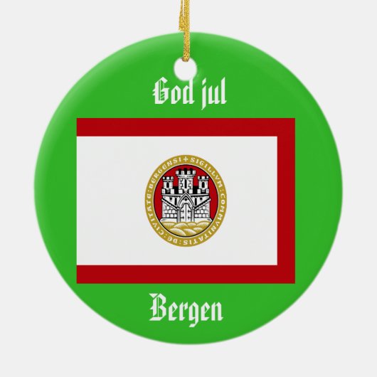 Bergen Norway * Kerstversiering Keramisch Ornament (Achterkant)