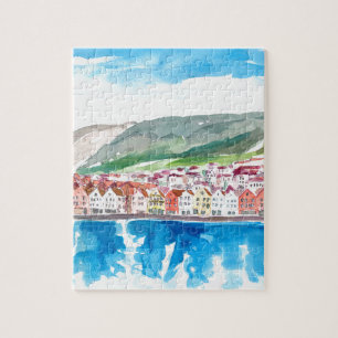 Bergen Norway Old Bryggen Harbour Seot Legpuzzel
