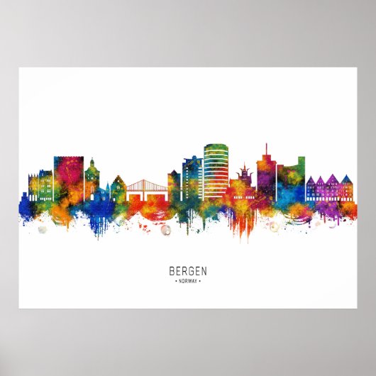 Bergen Norway Skyline Poster (Voorkant)