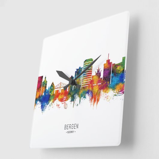 Bergen Norway Skyline Vierkante Klok (Hoek)