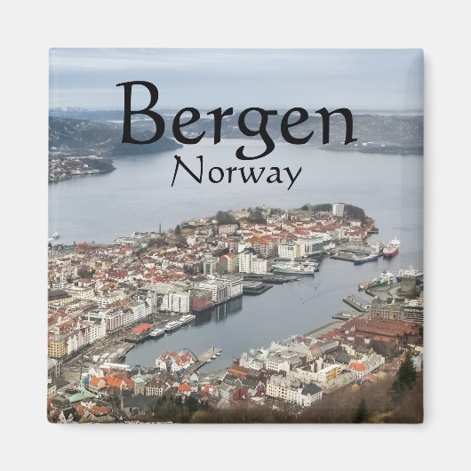 Bergen Norway Souvenir Magneet (Voorkant)