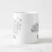 Bergen Norway Streetscape Beauful Line Drawing Grote Koffiekop (Voorkant)