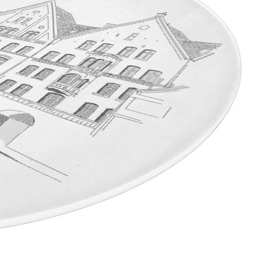 Bergen Norway Streetscape Beauful Line Drawing Snijplank (Hoek)