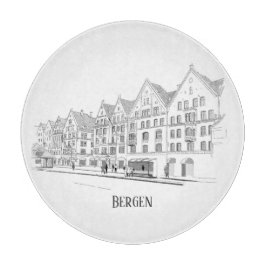 Bergen Norway Streetscape Beauful Line Drawing Snijplank