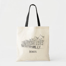 Bergen Norway Streetscape Beauful Line Drawing Tote Bag