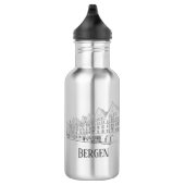 Bergen Norway Streetscape Beauful Line Drawing Waterfles (Rechts)