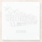 Bergen Norway Streetscape Beauful Line Glazen Onderzetter (Achterkant)