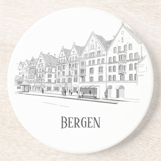 Bergen Norway Streetscape Beauful Line Zandsteen Onderzetter (Voorkant)
