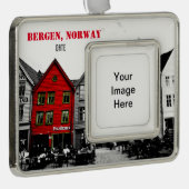 Bergen Norway Travel Kerstversiering Gepersonalise Verzilverd Omlijst Ornament (Rechts)