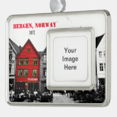Bergen Norway Travel Kerstversiering Gepersonalise Verzilverd Omlijst Ornament (Links)
