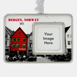 Bergen Norway Travel Kerstversiering Gepersonalise Verzilverd Omlijst Ornament