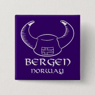 Bergen Norway Viking Pet Vierkante Button 5,1 Cm
