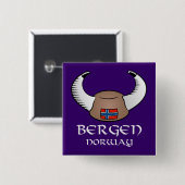 Bergen Norway Viking Pet Vierkante Button 5,1 Cm (Voorkant /achterkant)
