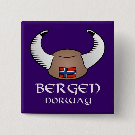 Bergen Norway Viking Pet Vierkante Button 5,1 Cm (Voorkant)