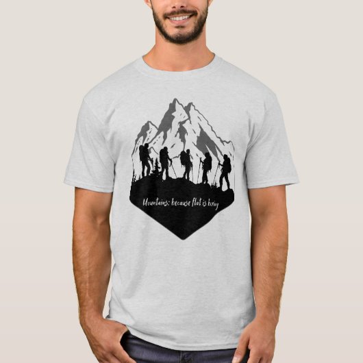 Bergen: Omdat vlak is saai T-shirt (Voorkant)