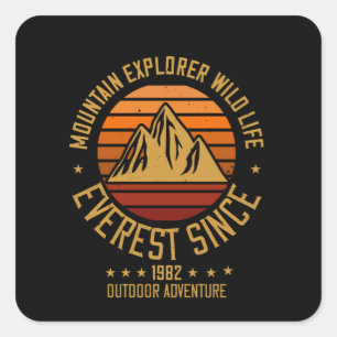 Bergen - Ontdekkingsreiziger in bergen sinds 1982 Vierkante Sticker
