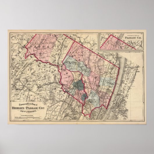 Bergen, Passaic Cos, NJ Poster (Voorkant)