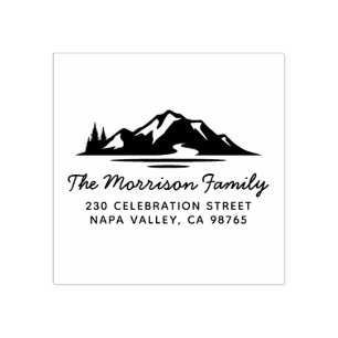 Bergen & Pine Trees Landscape Return Address Rubberstempel