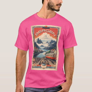 Bergen Poster betoverend Noors T-shirt