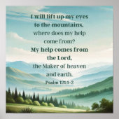 Bergen Psalm 121:1-2 Schriftgedeelte Ik hef mijn o Poster (Voorkant)