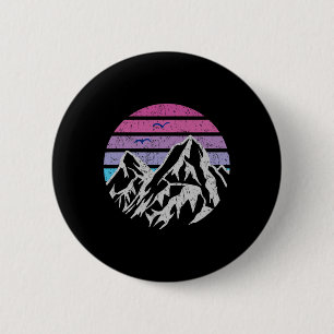 Bergen Retro Zonsondergang Vintage Grafisch Wandel Ronde Button 5,7 Cm