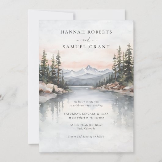 Bergen River Scene Rocky Ridge Romantische bruilof Kaart (Voorkant)