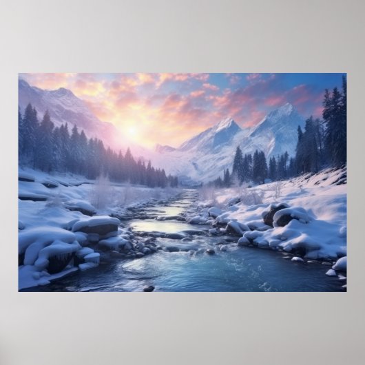 Bergen River Serene Landschapskunst Poster (Voorkant)