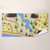 Bergen, rivieren, bos, auto patroon. badhanddoek (Badhanddoek)