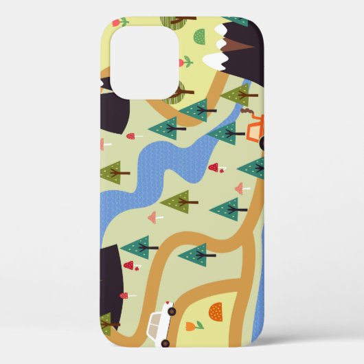 Bergen, rivieren, bos, auto patroon. Case-Mate iPhone case (Achterkant)