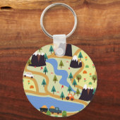 Bergen, rivieren, bos, auto patroon. sleutelhanger (Achterkant)