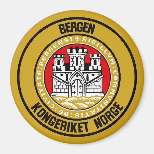 Bergen Round Emblem Magneet (Voorkant)