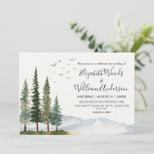 Bergen - Rustic Pine Forest Wedding Kaart (Staand voorkant)