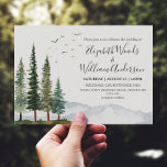 Bergen - Rustic Pine Forest Wedding Kaart<br><div class="desc">waterverf bruin- en pijnbomen trouwuitnodiging. !</div>