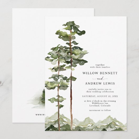 bergen rustieke bruiloft uitnodiging (Voorkant / Achterkant)