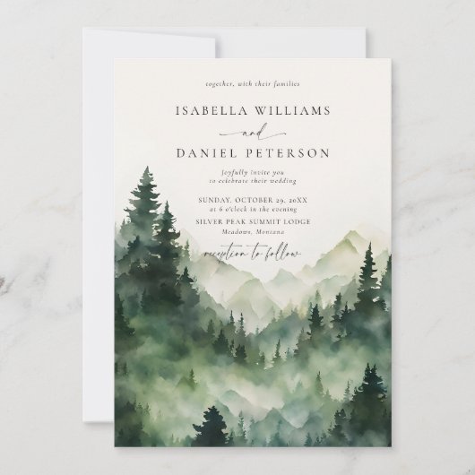 Bergen Scene Bos Rustieke Outdoor Wedding Kaart (Voorkant)