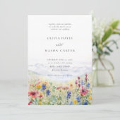 Bergen Scene Rustic Meadow Wildflowers Wedding Kaart (Staand voorkant)
