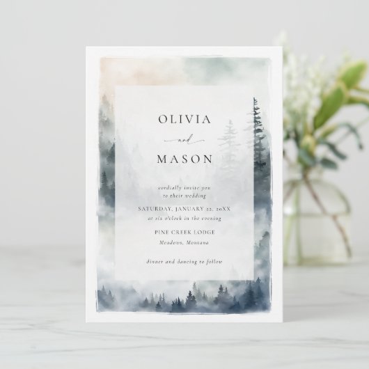 Bergen Scene Rustieke Blue Ridge Romantische bruil Kaart (Staand voorkant)