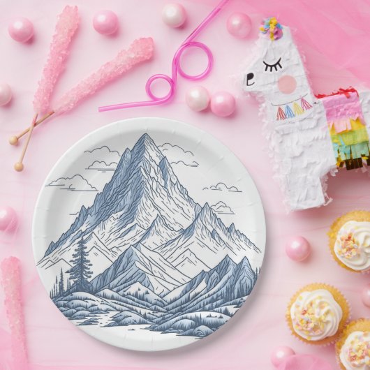 Bergen schetsen papieren bordje (Feest)