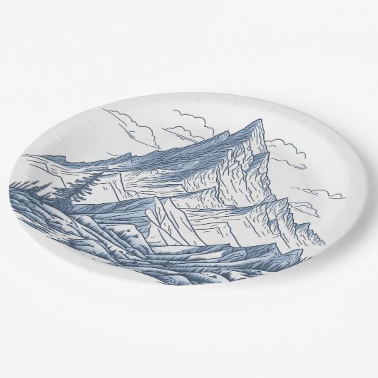 Bergen schetsen papieren bordje (Gekanteld)