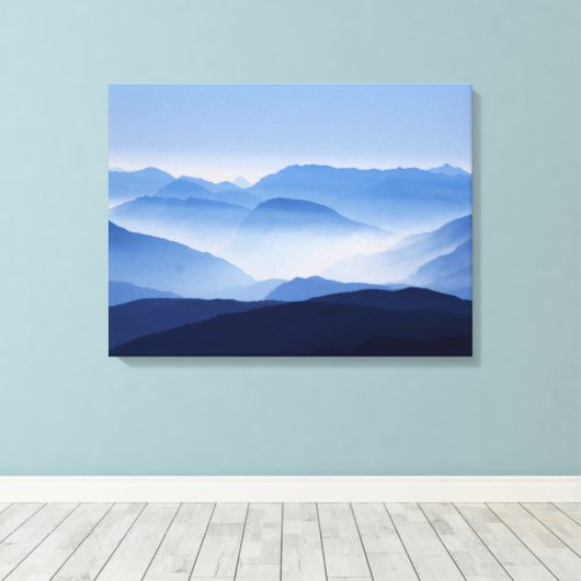 bergen, silhouetwolken canvas afdruk (Insitu (Houten vloer))