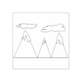 Bergen Sneeuwwolken Winterlijn Art Illustratie Rubberstempel (Afrduk)