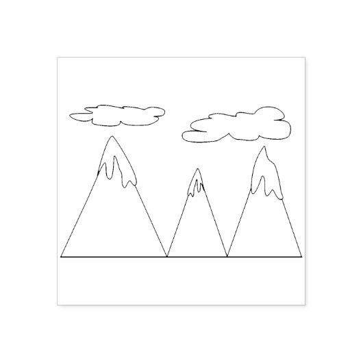 Bergen Sneeuwwolken Winterlijn Art Illustratie Rubberstempel (Afrduk)