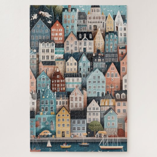 Bergen stijl huizen legpuzzel (Verticaal)