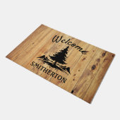 Bergen Trees Rustic Wood Familienaam Deurmat (Schuin)