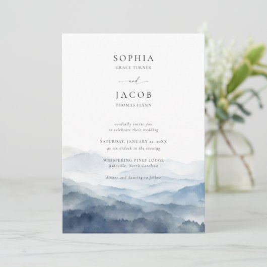 Bergen Uitzicht Dusty Blue Ridge Romantische bruil Kaart (Staand voorkant)