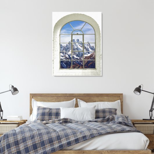 Bergen Uitzicht Kunstmatige Venster Canvas Afdruk (Insitu (Slaapkamer))