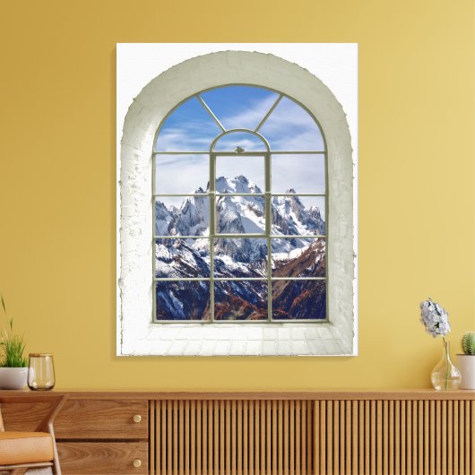 Bergen Uitzicht Kunstmatige Venster Canvas Afdruk (Insitu (Woonkamer))