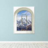 Bergen Uitzicht Kunstmatige Venster Canvas Afdruk (Insitu (Houten vloer))